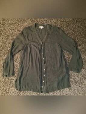 Nanette Lepore button down long sleeve shirt, color: green, size: XL
